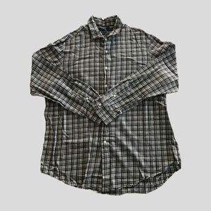 Ralph Lauren Polo Gray Plaid Long Sleeve Casual Flannel Button Down Shirt XXL